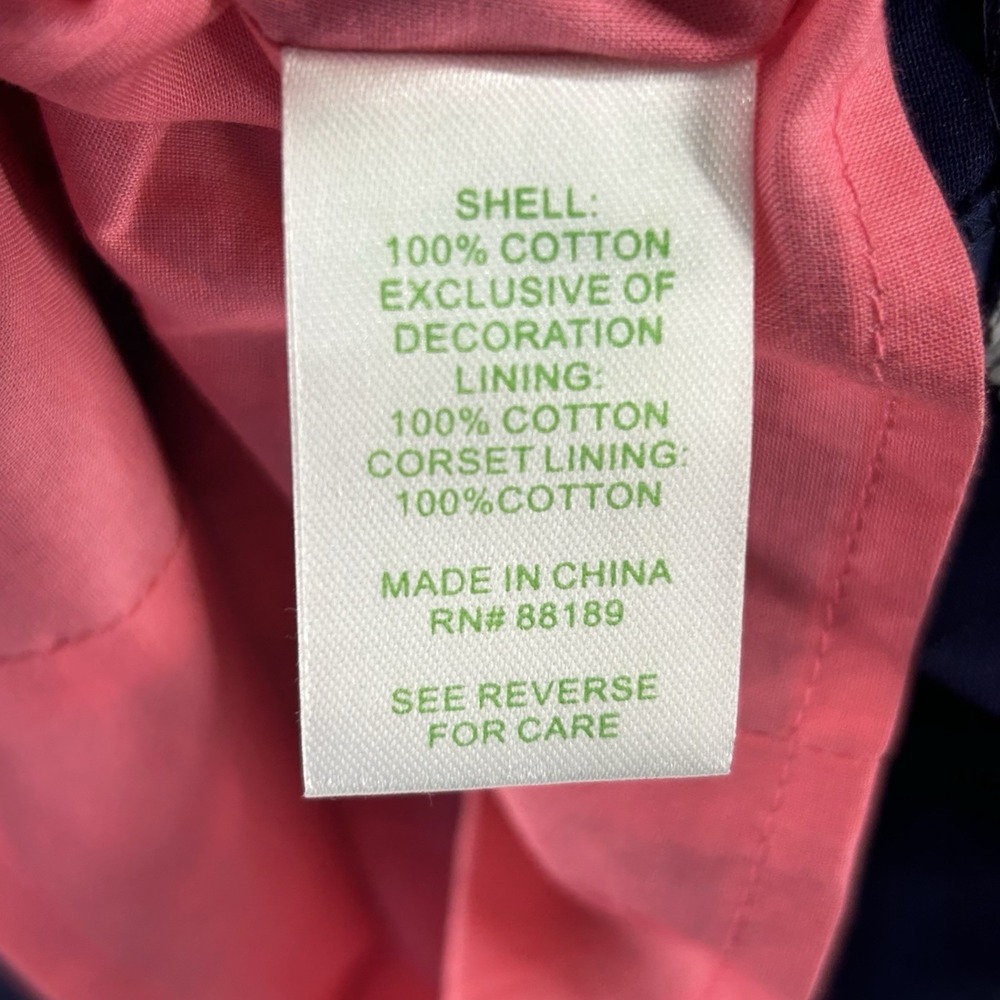 Lilly Pulitzer Krissa Strapless Sheath Dress Women Size 2 Navy Blue Pink Preppy - Picture 8 of 11